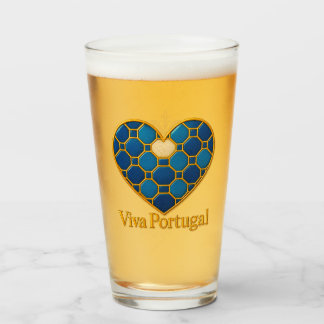 Pint Copo de Vidro Coração de Azulejo Português