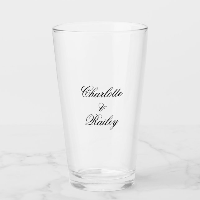 Pint Copo de Vidro de Casamento de Nome Personalizado (Frente)