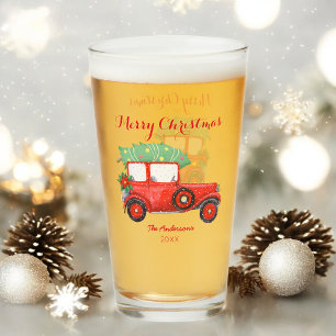 Pint Copo de Vidro de Passageiros Vermelhos Natal