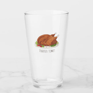 Pint Copo de Vidro Divertido para o Dia de Ação de Graç