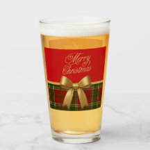 Copo de Vidro Elegante de Xadrez de Natal