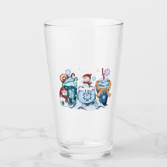 Pint Copo de Vidro Homem de Neve (Frente)
