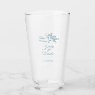 Pint Copo de Vidro para Casamento em Azul Pó Toile de J