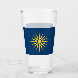 Pint Copo de vidro patriótico com a bandeira da Macedôn