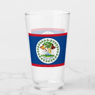 Pint Copo de vidro patriótico com a bandeira de Belize