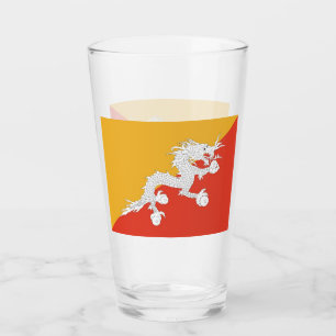 Pint Copo de vidro patriótico com a bandeira de Bhutan