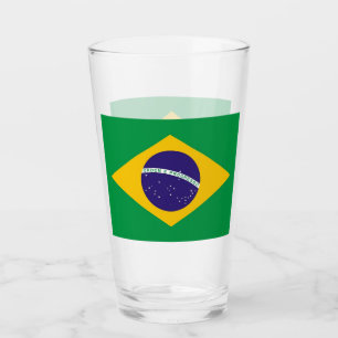 Pint Copo de vidro patriótico com a bandeira de Brasil