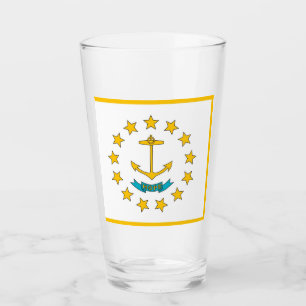 Pint Copo de vidro patriótico com a bandeira de Rhode 