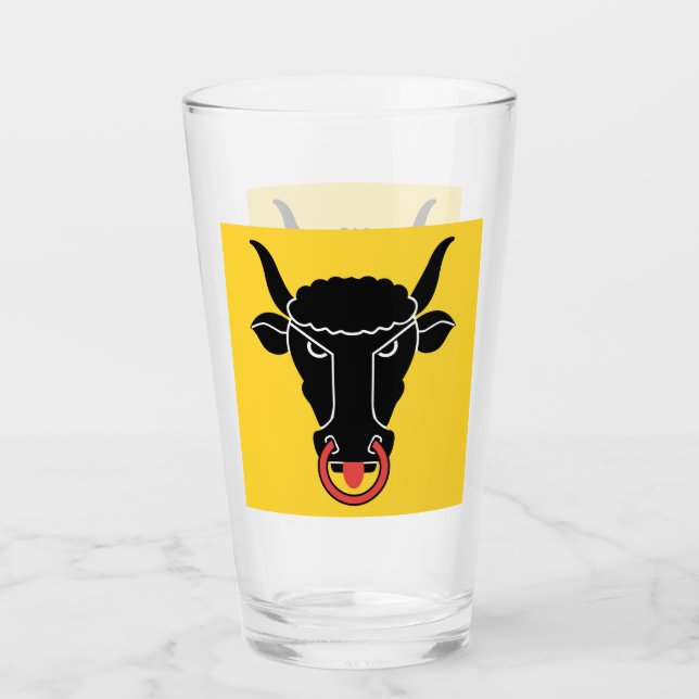 Pint Copo de vidro patriótico com a bandeira de Uri, Su (Frente)