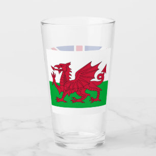 Pint Copo de vidro patriótico com a bandeira de Wales