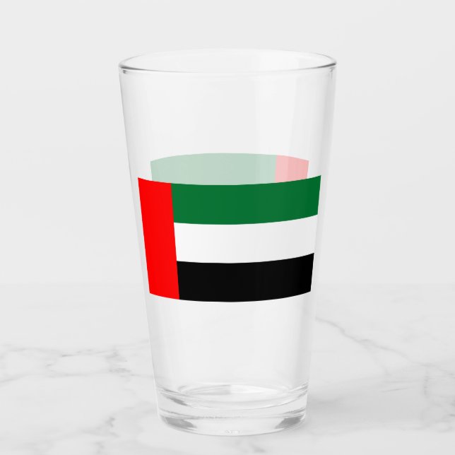 Pint Copo de vidro patriótico com a bandeira dos Emirad (Frente)