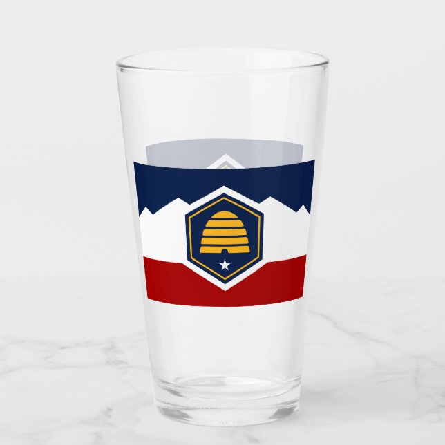 Pint Copo de vidro patriótico com a nova bandeira de Ut (Frente)