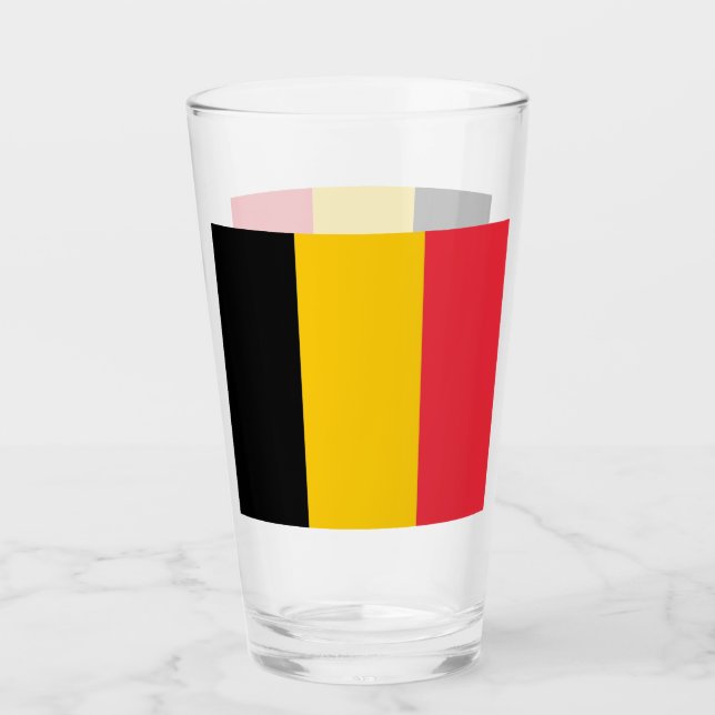 Pint Copo de vidro Patriótico com bandeira da Bélgica (Frente)