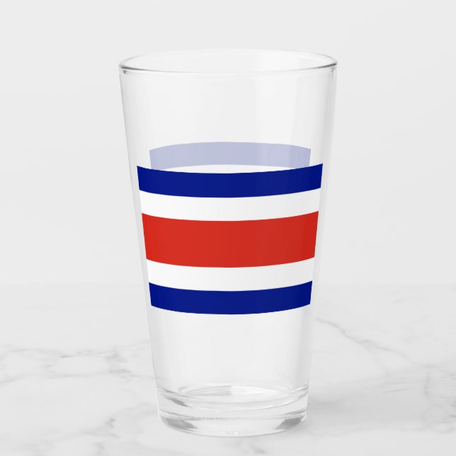 Pint Copo de vidro Patriótico com bandeira da Costa Ric (Frente)