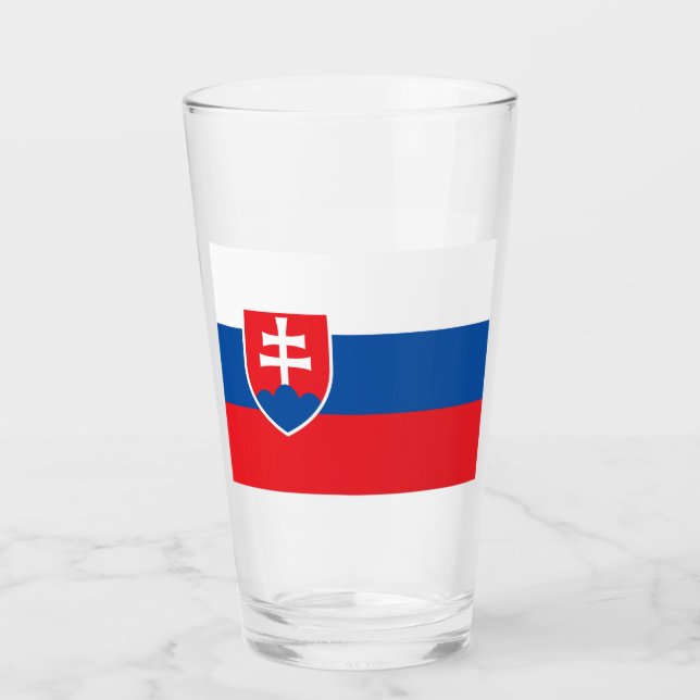 Pint Copo de vidro Patriótico com bandeira da Eslováqui (Frente)