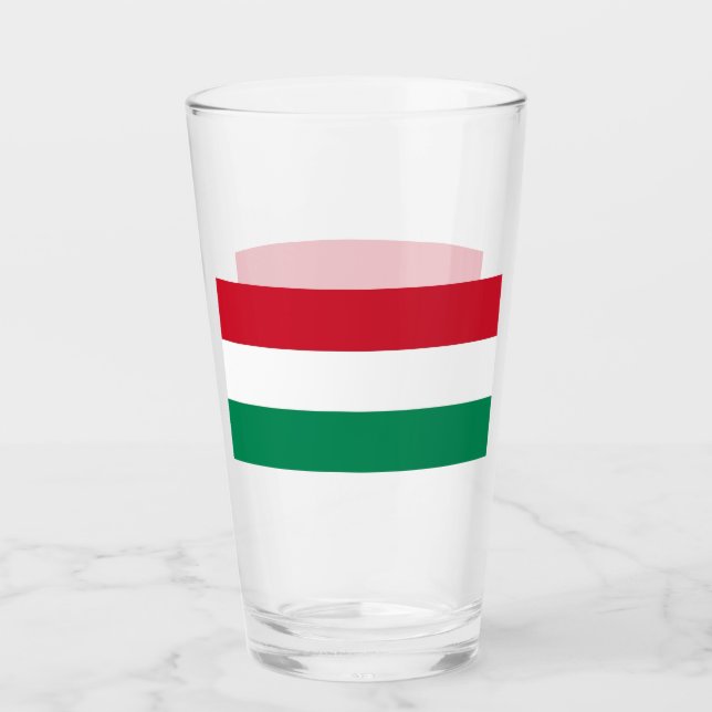 Pint Copo de vidro Patriótico com bandeira da Hungria (Frente)