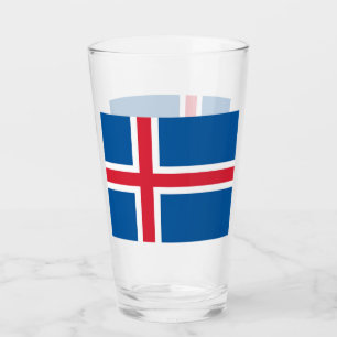 Pint Copo de vidro Patriótico com bandeira da Islândia