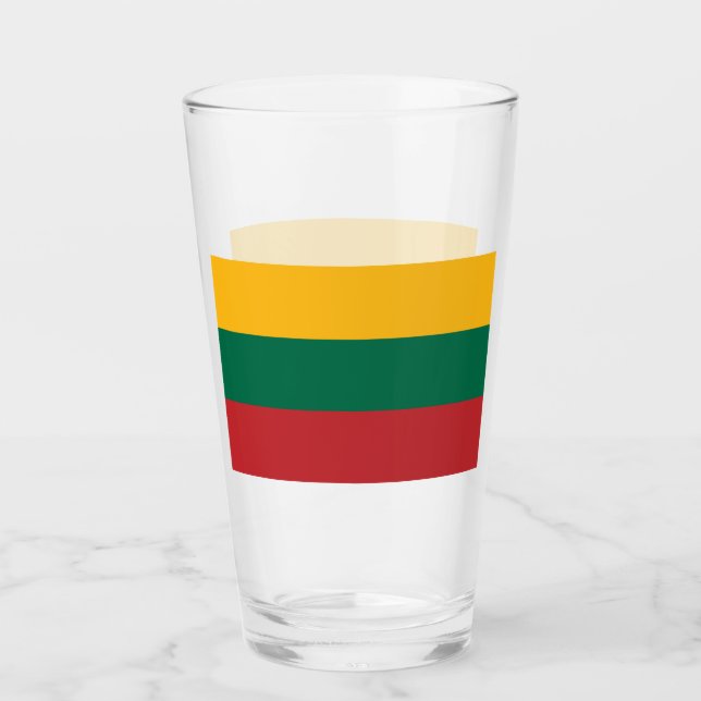Pint Copo de vidro Patriótico com bandeira da Lituânia (Frente)