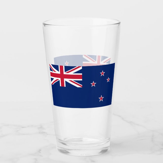 Pint Copo de vidro Patriótico com bandeira da Nova Zelâ (Frente)