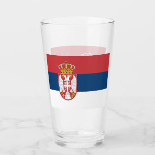 Pint Copo de vidro Patriótico com bandeira da Sérvia