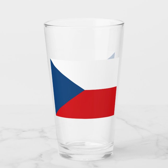 Pint Copo de vidro Patriótico com bandeira da Tchecia (Frente)