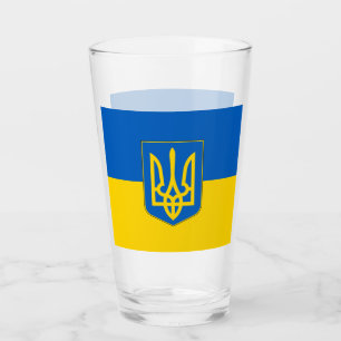 Pint Copo de vidro Patriótico com bandeira da Ucrânia
