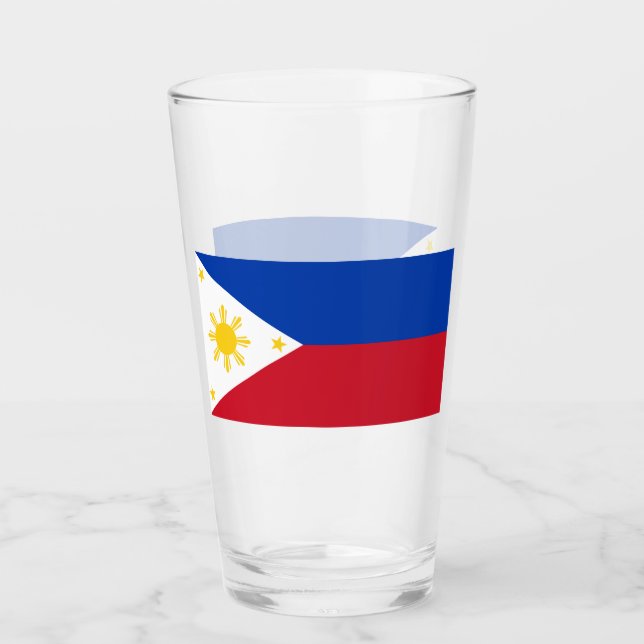 Pint Copo de vidro Patriótico com bandeira das Filipina (Frente)