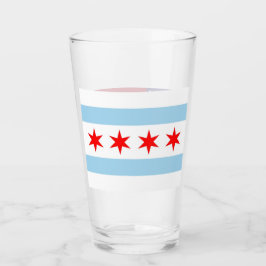 Pint Copo de vidro Patriótico com bandeira de Chicago