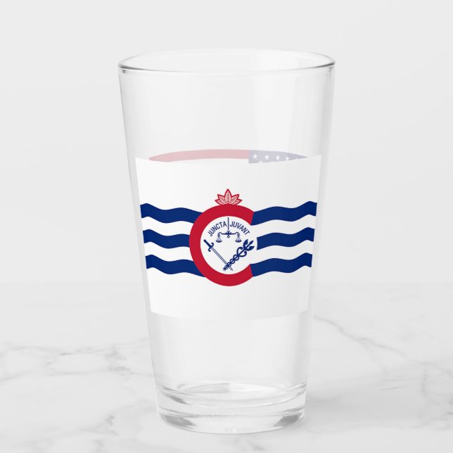 Pint Copo de vidro Patriótico com bandeira de Cincinnat (Frente)