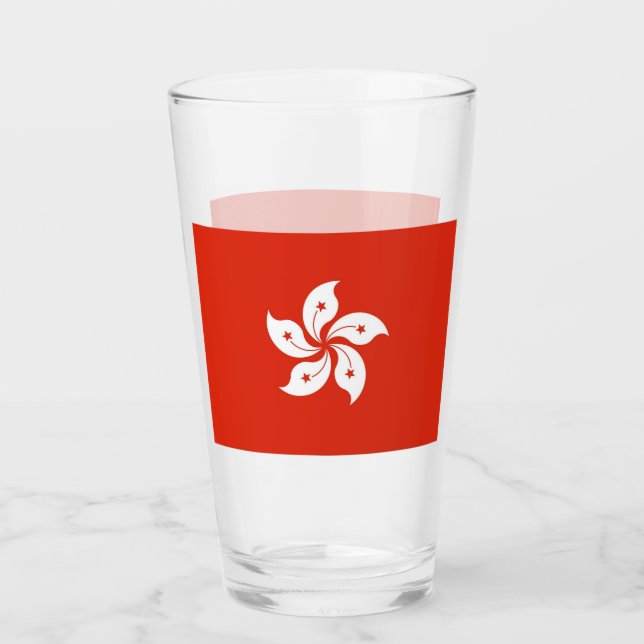 Pint Copo de vidro Patriótico com bandeira de Hong Kong (Frente)