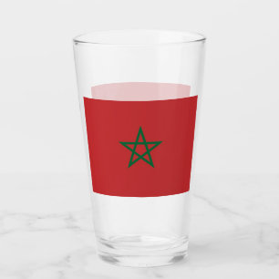 Pint Copo de vidro Patriótico com bandeira de Marrocos