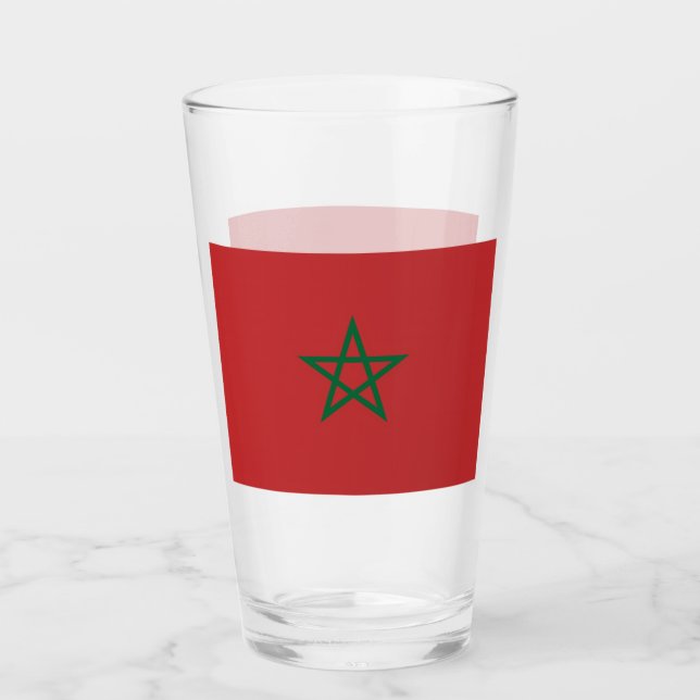 Pint Copo de vidro Patriótico com bandeira de Marrocos (Frente)