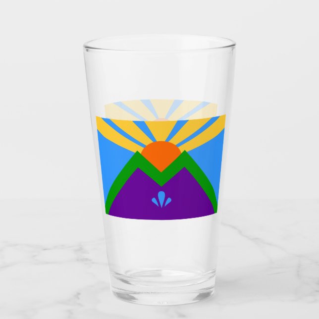 Pint Copo de vidro Patriótico com bandeira de Primavera (Frente)