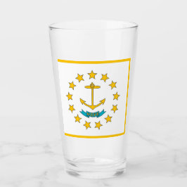 Pint Copo de vidro Patriótico com bandeira de Rhode Isl