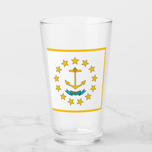 Pint Copo de vidro Patriótico com bandeira de Rhode Isl (Frente)