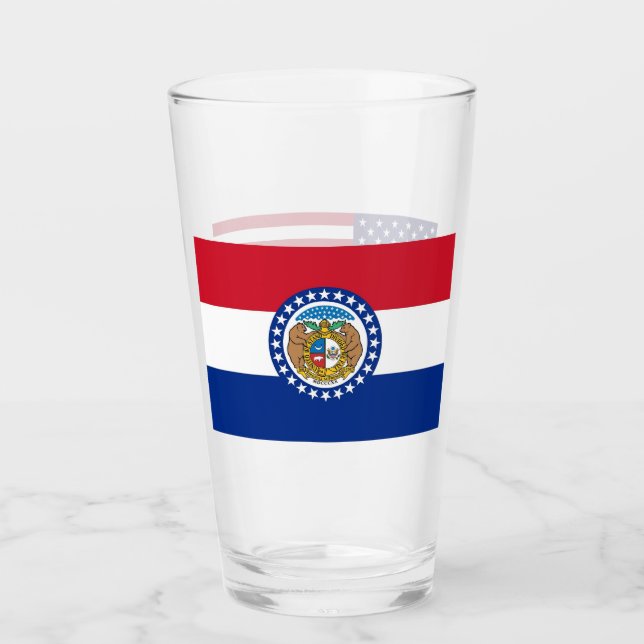 Pint Copo de vidro Patriótico com bandeira do Missouri (Frente)