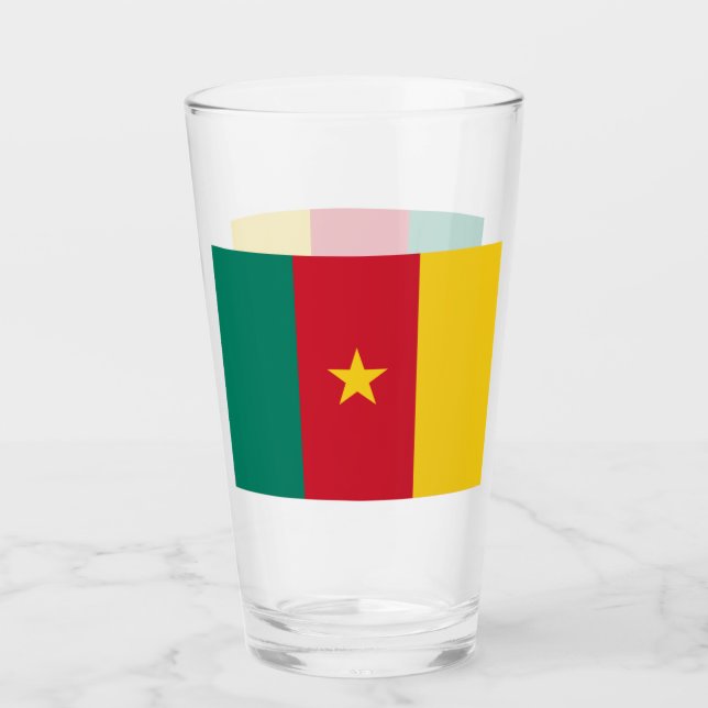 Pint Copo de vidro Patriótico com bandeira dos Camarões (Frente)