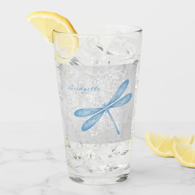 Pint Copo de vidro personalizado da Dragonfly azul (Gelo frontal)