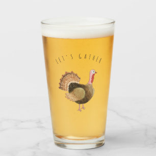 Pint Copo de Vidro Peru de Aquarela "Vamos nos Reunir"