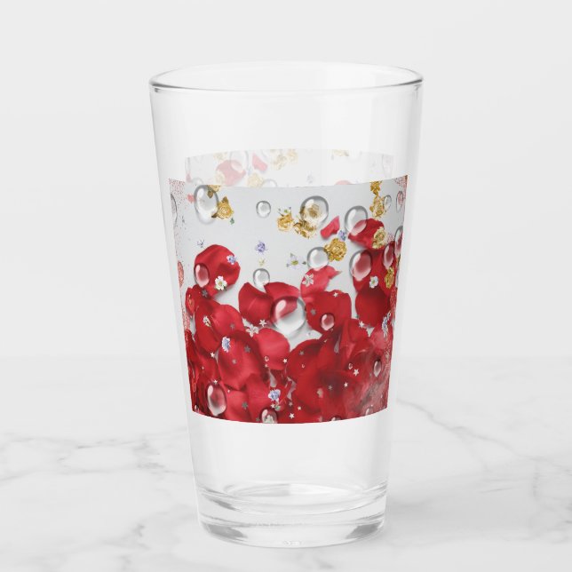 Pint copo de vidro pétala de rosa (Frente)