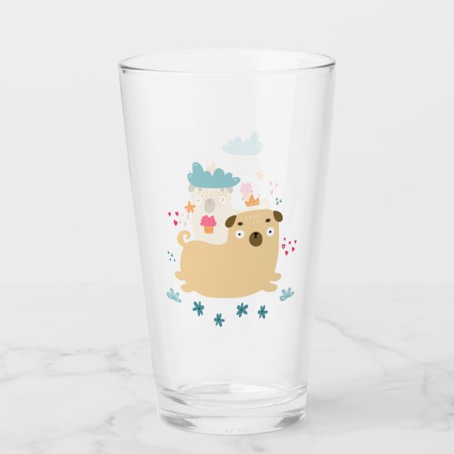 Pint Copo de Vidro Puggy Feliz (Frente)