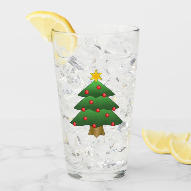 Pint Copo para Bebidas com Desenho de Árvore de Natal (Gelo frontal)