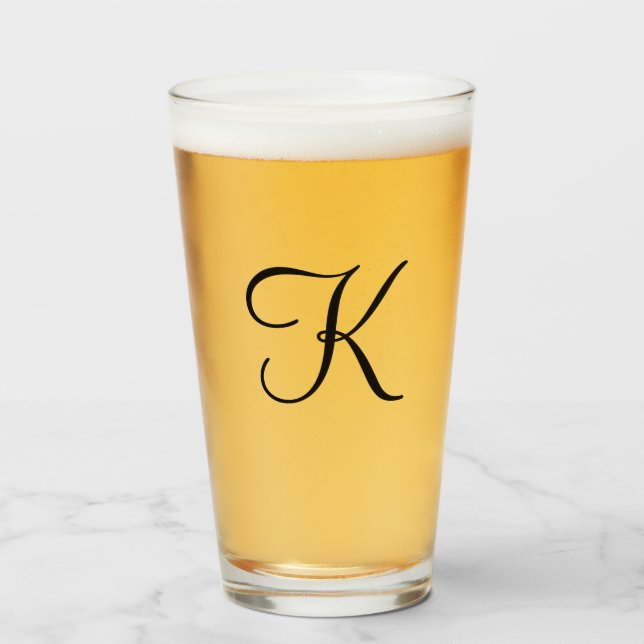 Pint Copo Personalizado Preto com Monograma em Letra de (Frente (Preenchido))