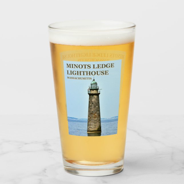 Pint Minots Ledge Lighthouse, Massachusetts Copo de Pin (Frente (Preenchido))