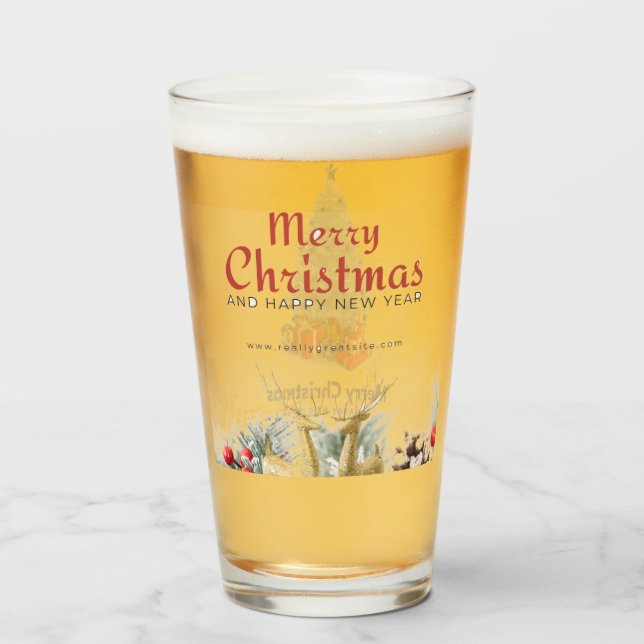 Pint Presente da Árvore de Natal do Veado de Copo de Vi (Frente (Preenchido))