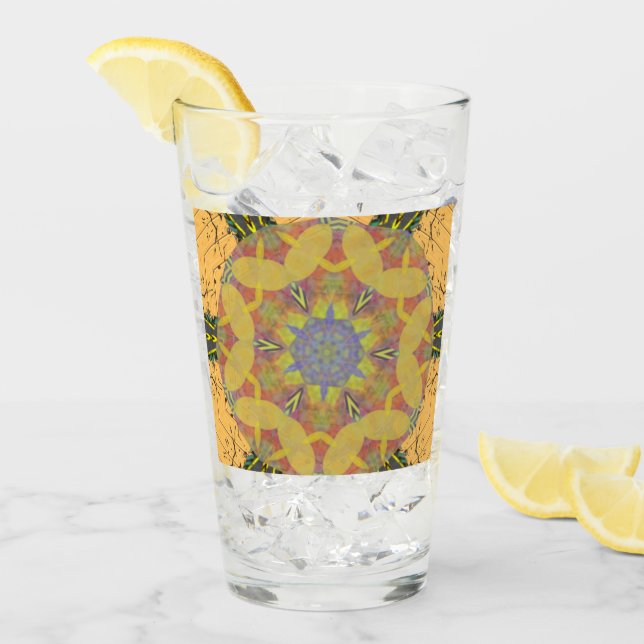 Pint rosa de copo de vidro como arte caleidoscópica,AMA (Gelo frontal)