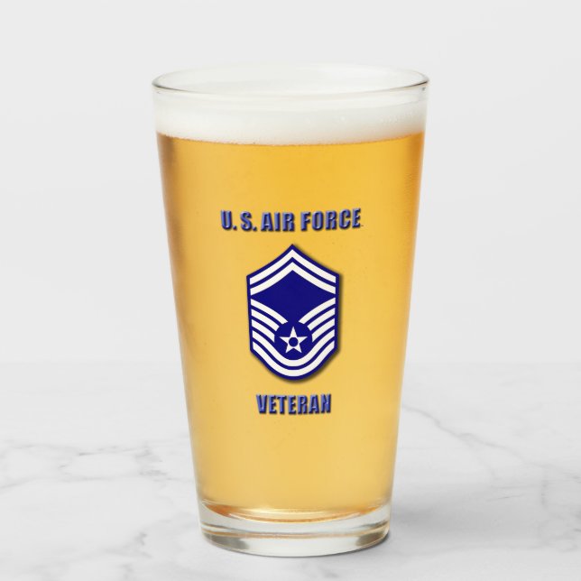 Pint Sargento-Mor USAF Copo de Vidro (Frente (Preenchido))