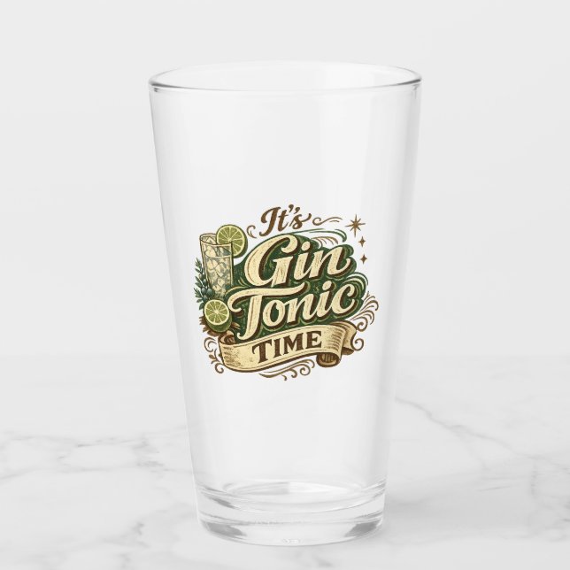 Pint tempo de gin tônica copo de bebida (Frente)