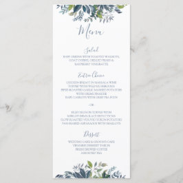 Pintado Casamento Verde Menus Dusty Blue