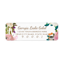 Pintado Floral Blooms Retorno de Endereço Etiqueta